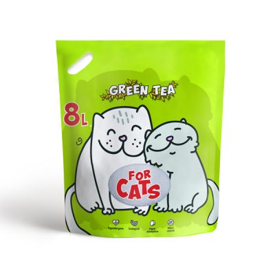 Фото Наполнитель FOR CATS силикагелевый с ароматом зеленого чая, 8 л.. Интернет-магазин FOROOM