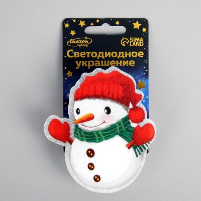 Игрушка световая "Снеговик" 8,5x7,5см, 1 LED, от LR44*3шт., мерцание Luazon Lighting  7706015